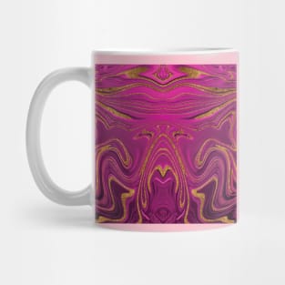 Abstract Symmetrical Pink Pattern With Glittering Golden Elements Mug